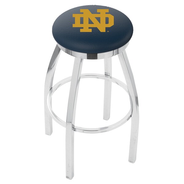 25" Chrome Notre Dame (ND) Swivel Bar Stool, Accent Ring